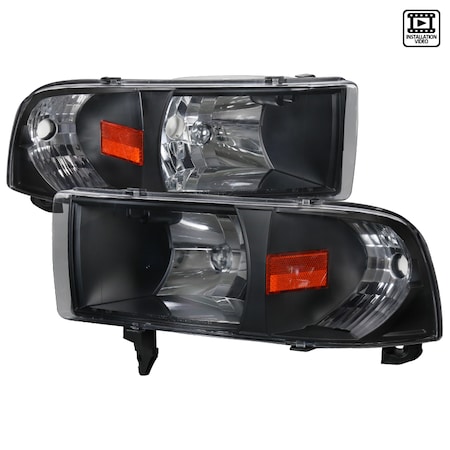 Spec-D Tuning 94-01 Dodge Ram Crystal Housing Headlight Black 2LH-RAM94JM-ABM